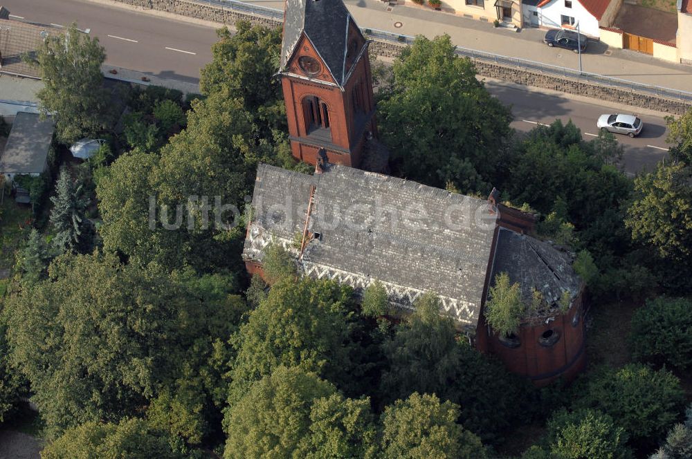 Bernburg von oben - Kirchenruine Bernburg