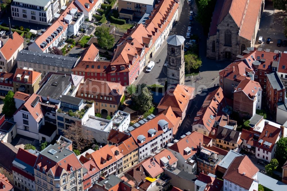 Luftaufnahme Erfurt - Kirchenturm Paulskirchturm an der Paulstraße in Erfurt im Bundesland Thüringen, Deutschland