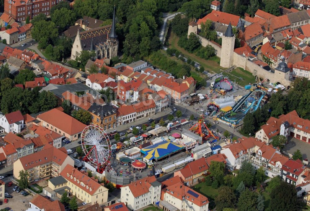 Mühlhausen von oben - Kirmes auf dem Festplatz Blobach in Mühlhausen in Thüringen