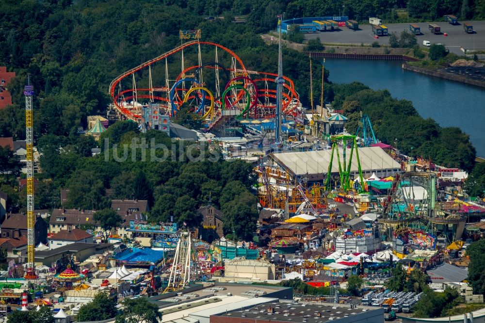 Luftbild Herne - Kirmes - und Rummel- Veranstaltungsgelände beim Volksfest Cranger Kirmes in Herne im Bundesland Nordrhein-Westfalen