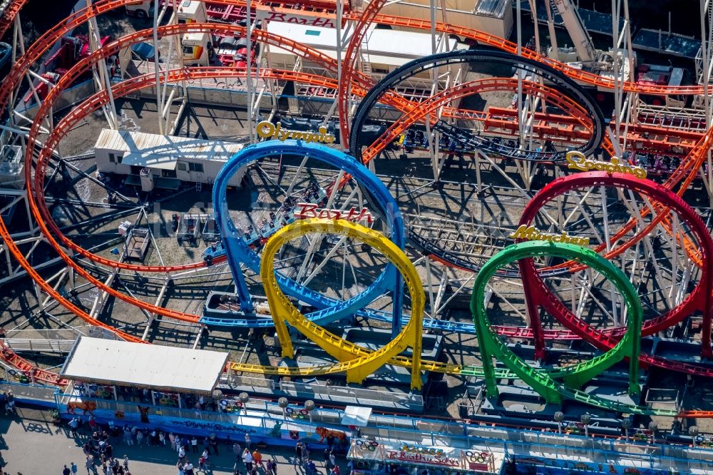 Luftbild Herne - Kirmes - und Rummel- Veranstaltungsgelände beim Volksfest Cranger Kirmes im Ortsteil Cranger in Herne im Bundesland Nordrhein-Westfalen - NRW, Deutschland