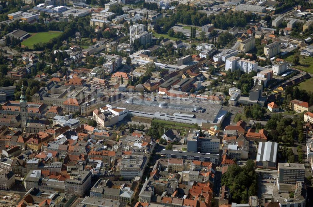 Klagenfurt von oben - Klagenfurt City-Arkaden und Kirche