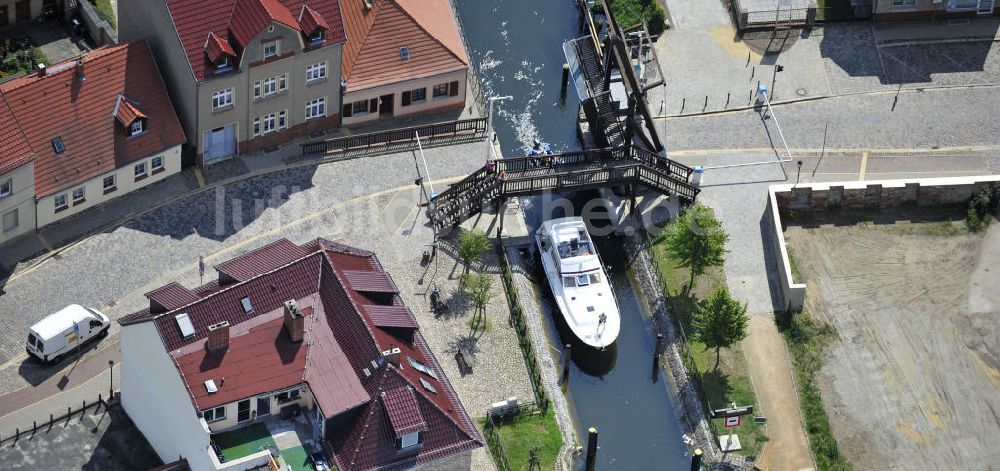 Luftaufnahme Storkow - Klappbrücke am Storkower Kanal