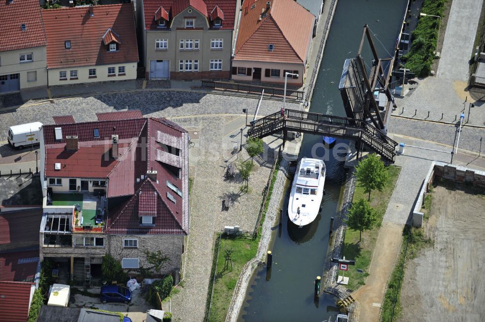 Luftbild Storkow - Klappbrücke am Storkower Kanal