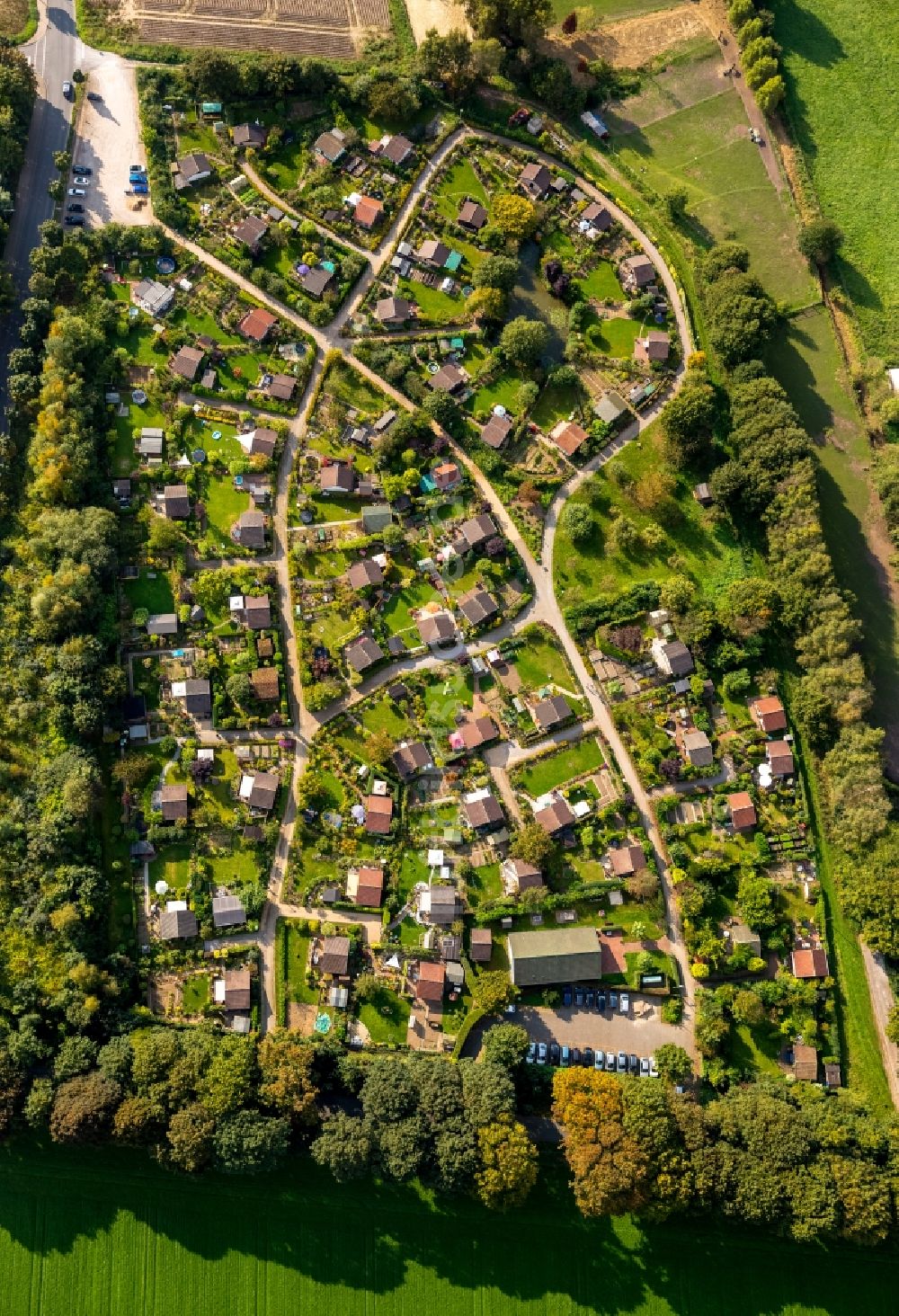 Bottrop von oben - Kleingartenanlage in Bottrop im Bundesland Nordrhein-Westfalen