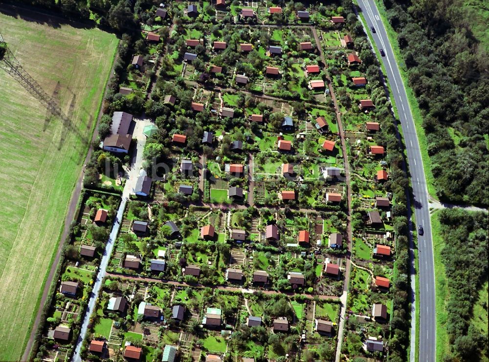 Luftbild Mohnheim - Kleingartenanlage am Garather Weg in Monheim im Bundesland Nordrhein-Westfalen