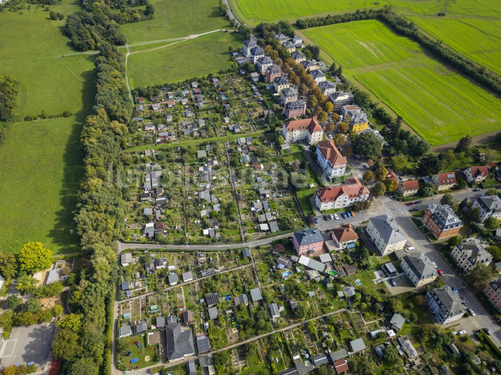 Luftbild Dresden - Kleingartenanlagen und Bungalowsiedelung in Dresden im Bundesland Sachsen, Deutschland