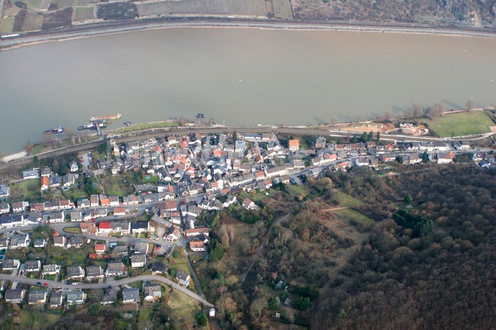 Luftaufnahme Trechtingshausen - Kleinstadt Trechtingshausen im Bundesland Rheinland-Pfalz