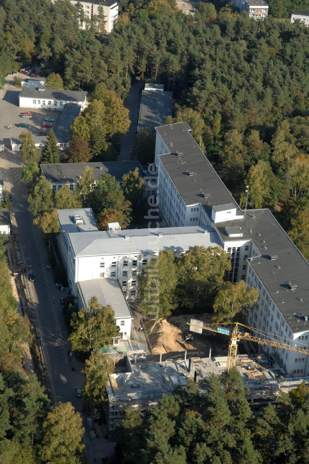 Hennigsdorf von oben - Klinik Hennigsdorf mit Erweiterungsbaustelle