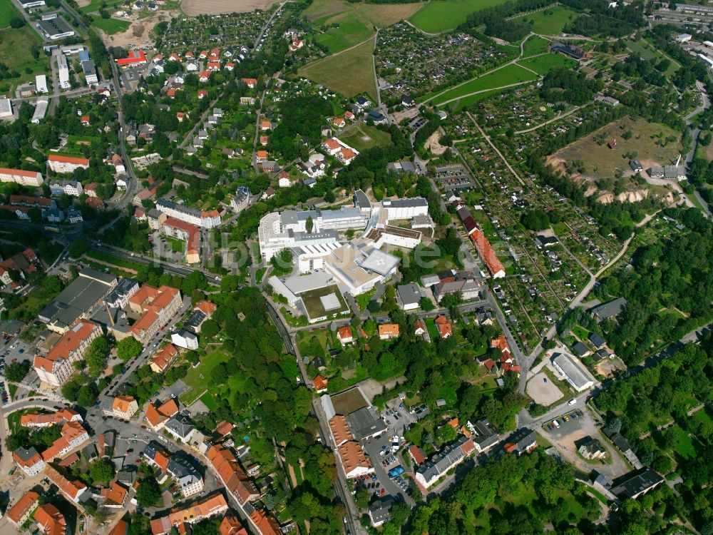 Freiberg aus der Vogelperspektive Klinikgelände des Krankenhauses