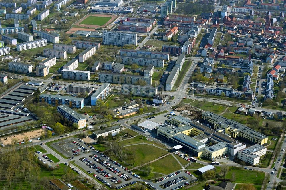 Luftaufnahme Schwedt/Oder - Klinikgelände des Krankenhauses Asklepios Klinikum Uckermark GmbH in Schwedt/Oder im Bundesland Brandenburg, Deutschland