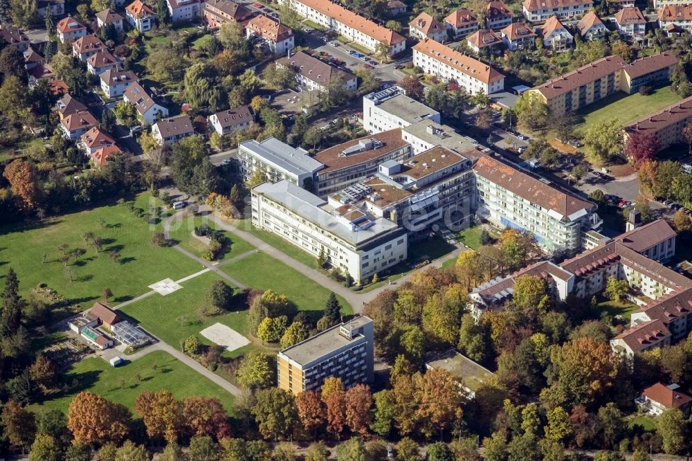 Karlsruhe von oben - Klinikgelände des Krankenhauses Ev. Diakonissenanstalt Karlsruhe-Rüppurr im Ortsteil Rüppurr in Karlsruhe im Bundesland Baden-Württemberg, Deutschland