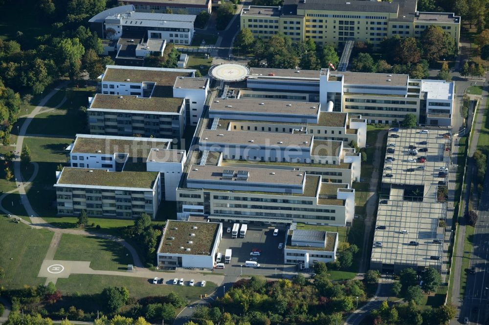 Erfurt von oben - Klinikgelände des Krankenhauses der HELIOS Kliniken GmbH in Erfurt im Bundesland Thüringen