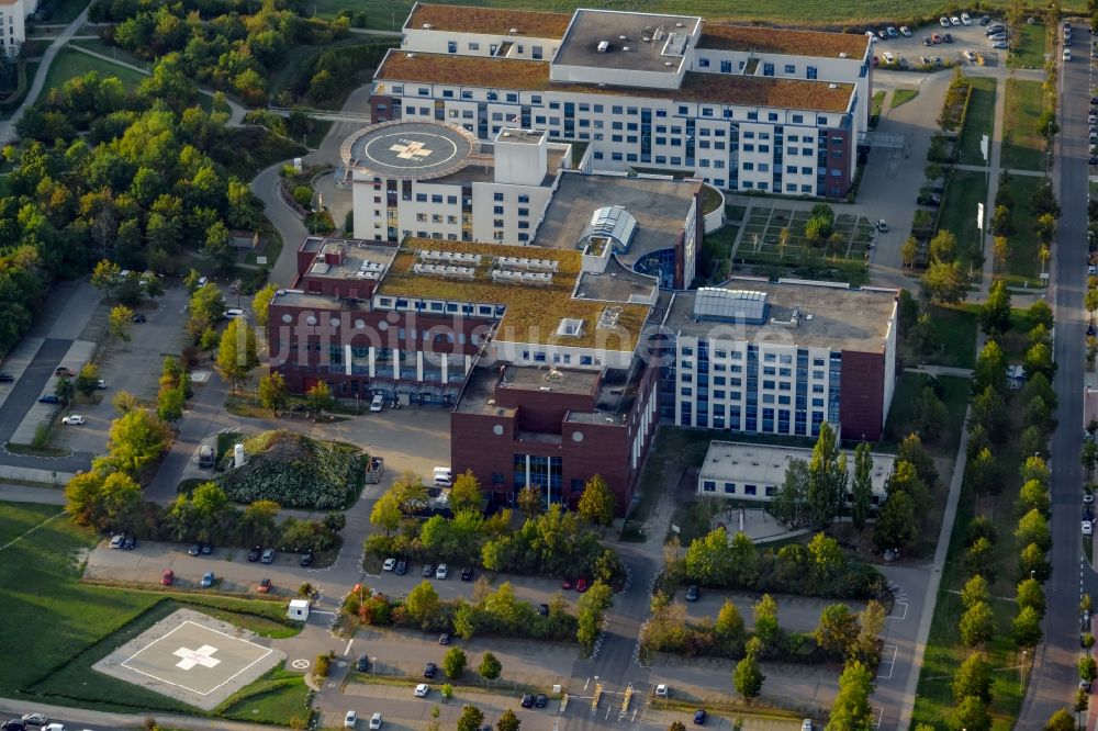 Leipzig von oben - Klinikgelände des Krankenhauses HELIOS Park-Klinikum Leipzig und Herzzentrum Leipzig an der Strümpellstraße in Leipzig im Bundesland Sachsen, Deutschland