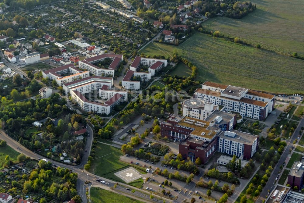 Leipzig aus der Vogelperspektive: Klinikgelände des Krankenhauses HELIOS Park-Klinikum Leipzig und Herzzentrum Leipzig an der Strümpellstraße in Leipzig im Bundesland Sachsen, Deutschland