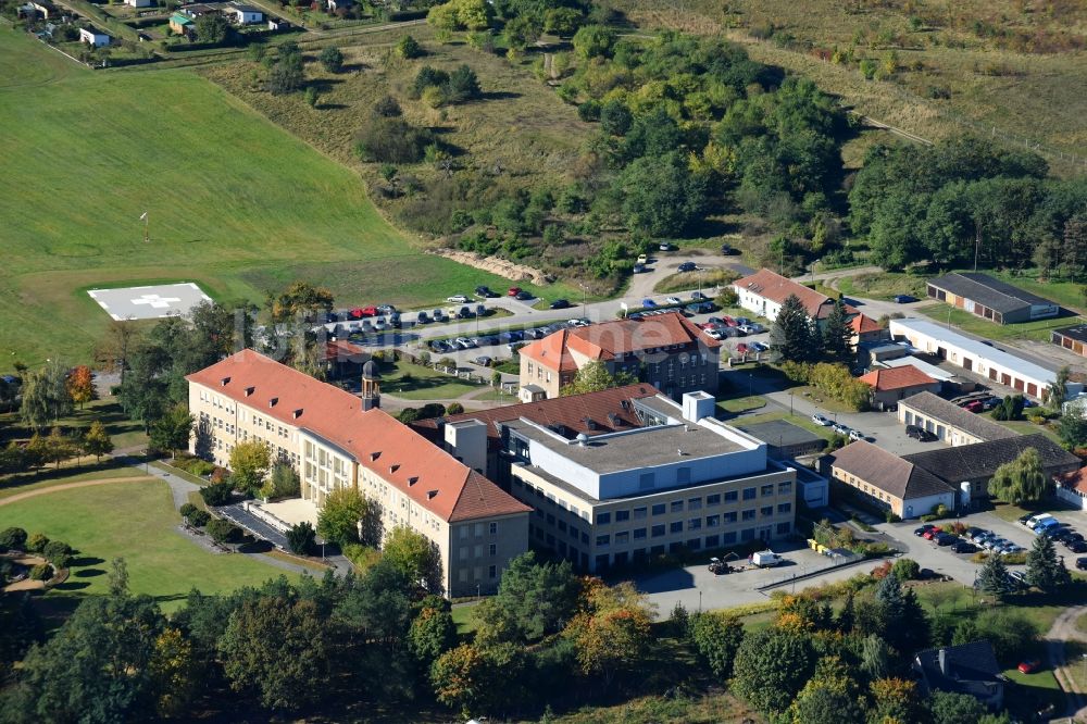 Luftbild Wriezen - Klinikgelände des Krankenhauses Hospital Märkisch-Oderland GmbH in Wriezen im Bundesland Brandenburg, Deutschland