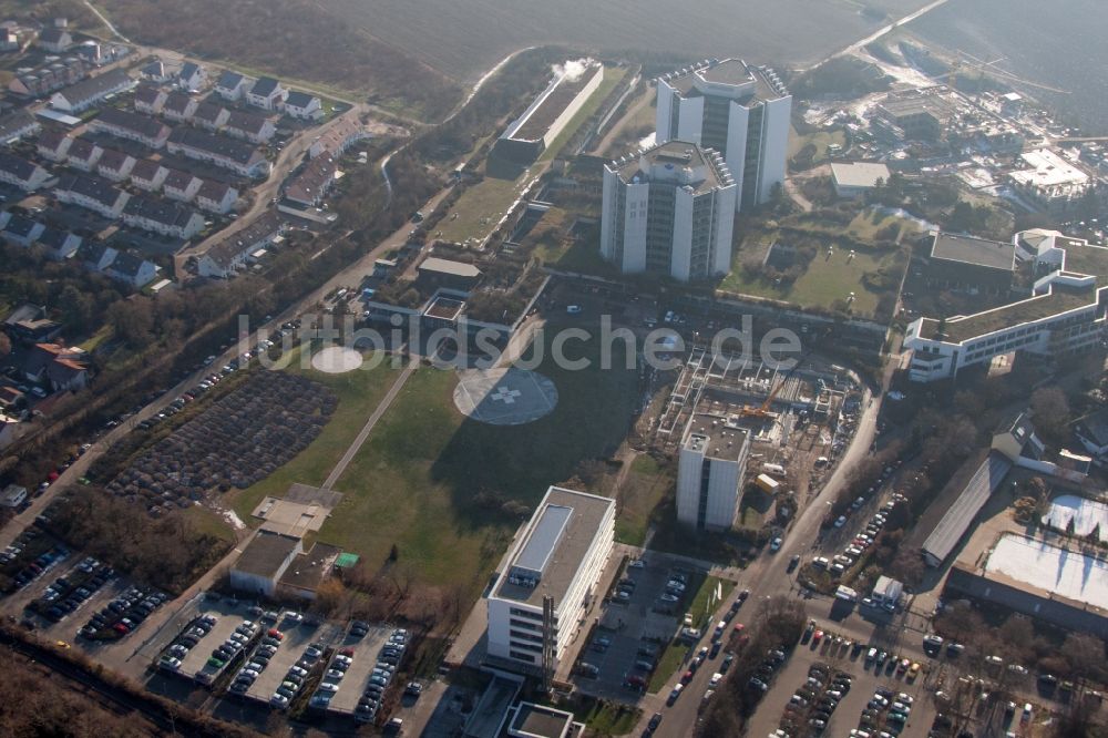 Ludwigshafen am Rhein aus der Vogelperspektive: Klinikgelände des Krankenhauses BG Klinik Ludwigshafen in Ludwigshafen am Rhein im Bundesland Rheinland-Pfalz