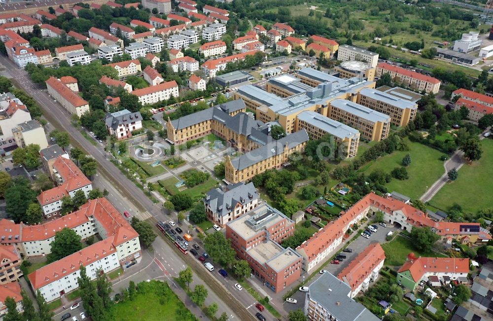 Halle (Saale) aus der Vogelperspektive: Klinikgelände des Krankenhauses BG Klinikum Bergmannstrost in Halle (Saale) im Bundesland Sachsen-Anhalt, Deutschland