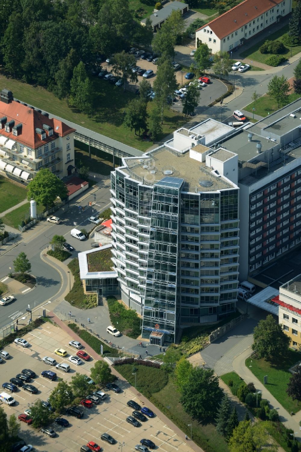 Chemnitz von oben - Klinikgelände des Krankenhauses Klinikum Chemnitz gGmbH in Chemnitz im Bundesland Sachsen