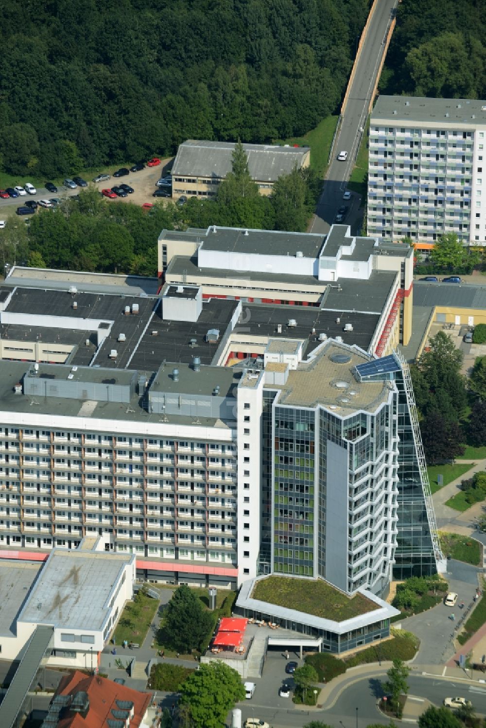 Chemnitz aus der Vogelperspektive: Klinikgelände des Krankenhauses Klinikum Chemnitz gGmbH in Chemnitz im Bundesland Sachsen