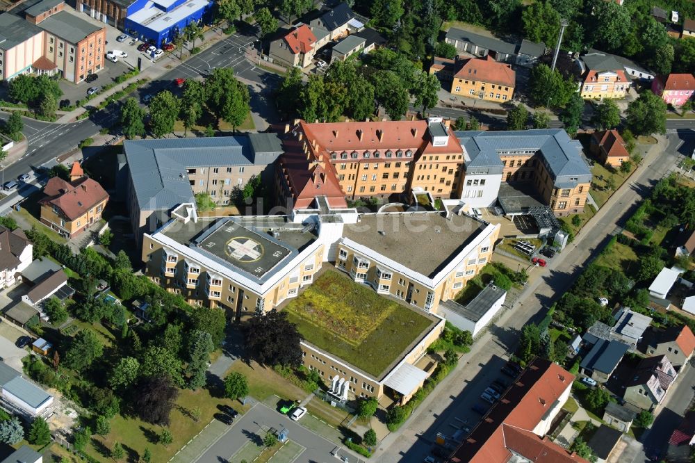 Senftenberg aus der Vogelperspektive: Klinikgelände des Krankenhauses und Klinikum Niederlausitz an der Krankenhausstraße in Senftenberg im Bundesland Brandenburg, Deutschland