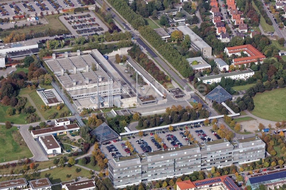 München von oben - Klinikgelände des Krankenhauses LMU - Klinikum der Universität München in München im Bundesland Bayern, Deutschland