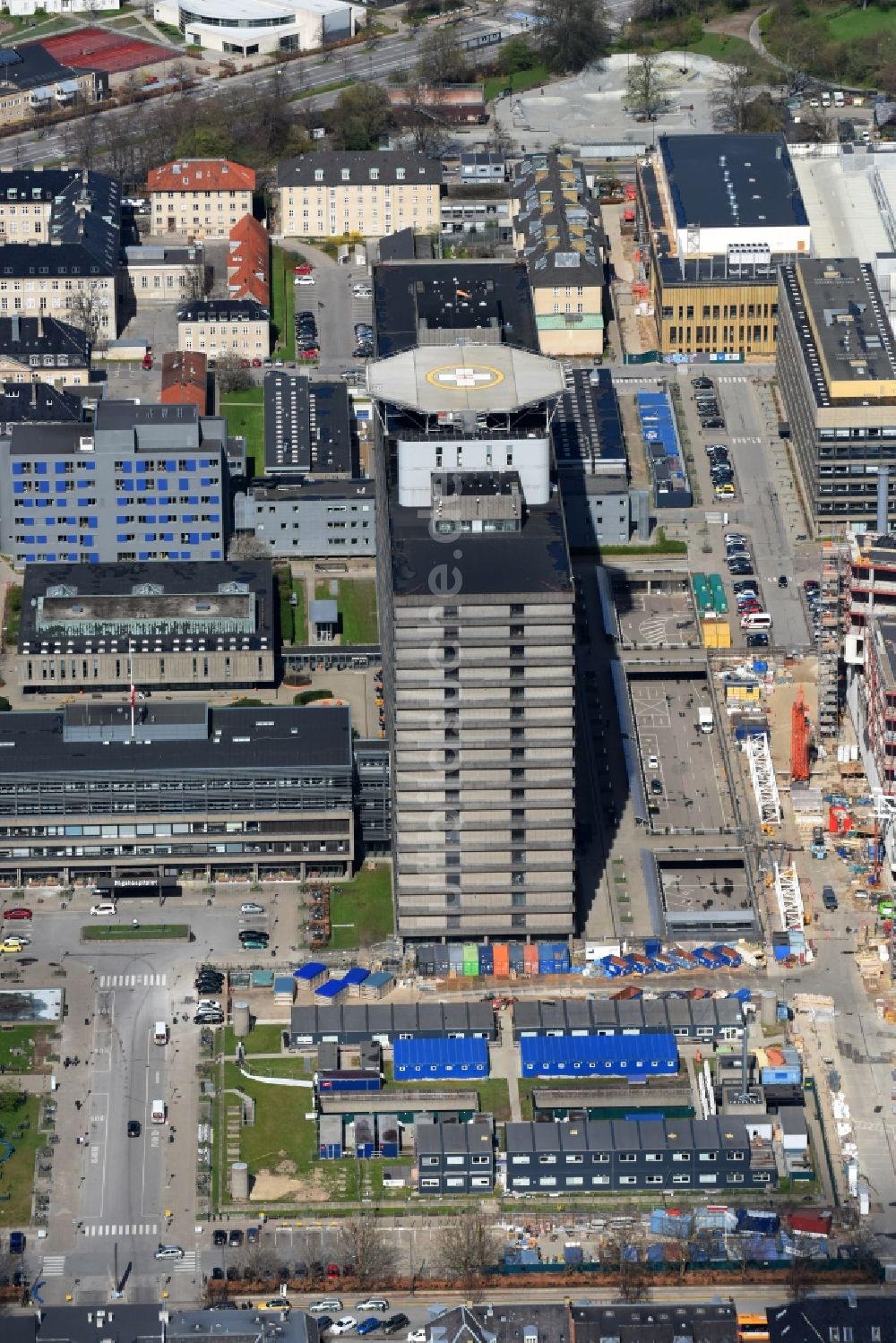 Luftbild Kopenhagen - Klinikgelände des Krankenhauses Rigshospitalet am Blegdamsvej in Kopenhagen in Dänemark