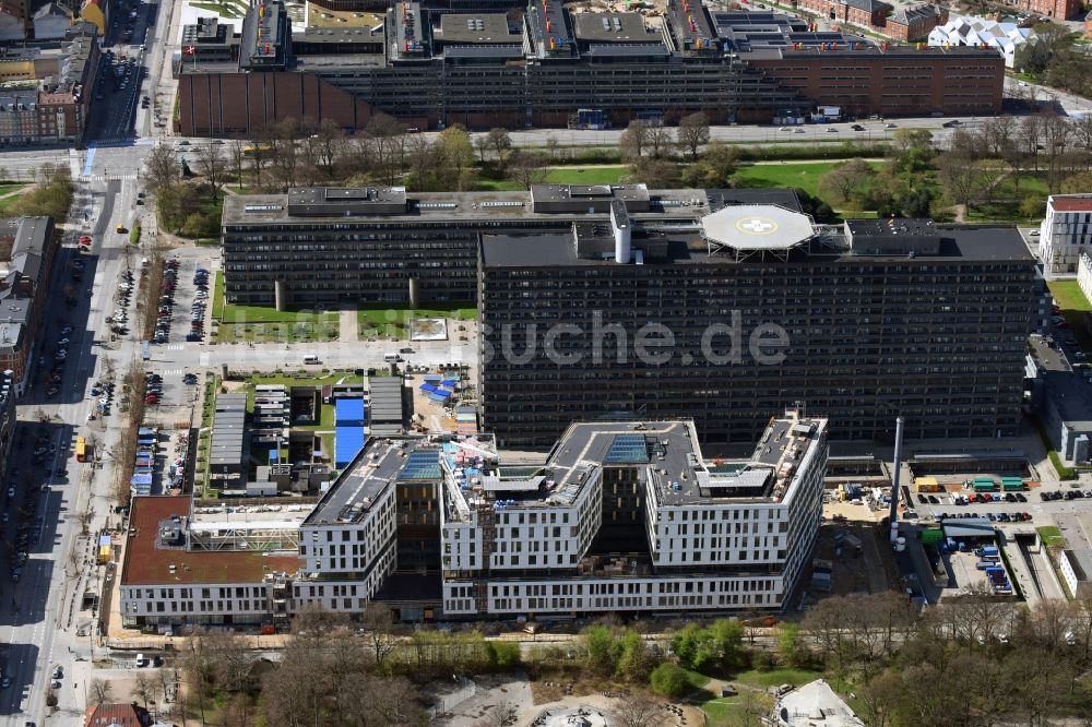 Luftbild Kopenhagen - Klinikgelände des Krankenhauses Rigshospitalet am Blegdamsvej in Kopenhagen in Dänemark