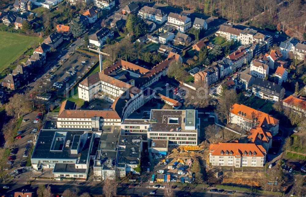 Hamm von oben - Klinikgelände des Krankenhauses Sankt Marien-Hospital in Hamm im Bundesland Nordrhein-Westfalen