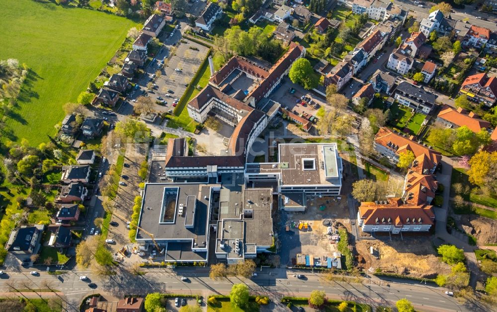 Hamm von oben - Klinikgelände des Krankenhauses Sankt Marien-Hospital in Hamm im Bundesland Nordrhein-Westfalen