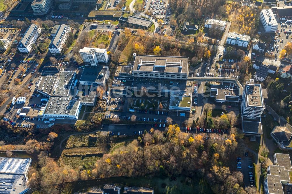 Lüdenscheid von oben - Klinikgelände des Krankenhauses Sportklinik Hellersen in Lüdenscheid im Bundesland Nordrhein-Westfalen, Deutschland