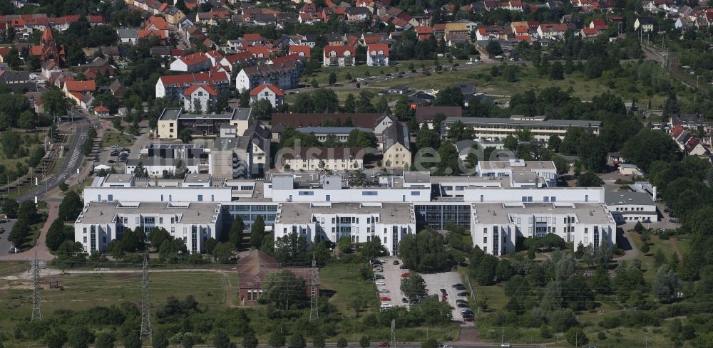 Luftbild Dessau - Klinikgelände des Krankenhauses Städtisches Klinikum Dessau am Auenweg im Ortsteil Alten in Dessau im Bundesland Sachsen-Anhalt, Deutschland