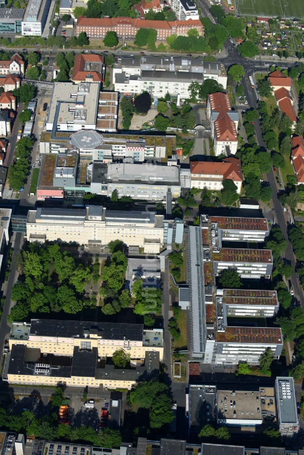 Luftbild Dresden - Klinikgelände des Krankenhauses Universitätsklinikum Carl Gustav Carus, Viszeral-, Thorax- und Gefäßchirurgie (VTG) an der Fetscherstraße in Dresden im Bundesland Sachsen, Deutschland