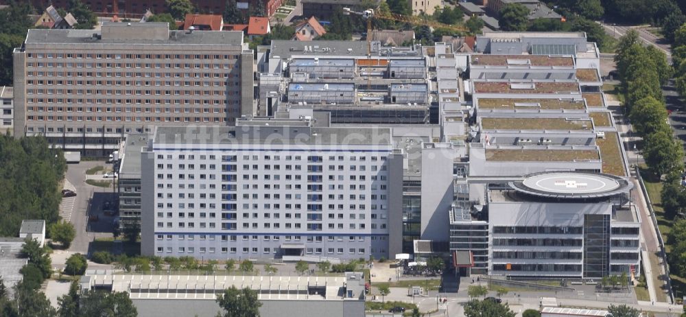 Halle (Saale) aus der Vogelperspektive: Klinikgelände des Krankenhauses Universitätsklinikum Halle (Saale) in Halle (Saale) im Bundesland Sachsen-Anhalt, Deutschland