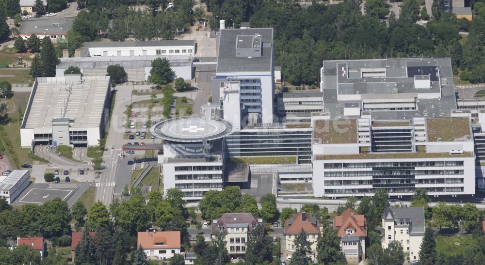 Halle (Saale) aus der Vogelperspektive: Klinikgelände des Krankenhauses Universitätsklinikum Halle (Saale) in Halle (Saale) im Bundesland Sachsen-Anhalt, Deutschland