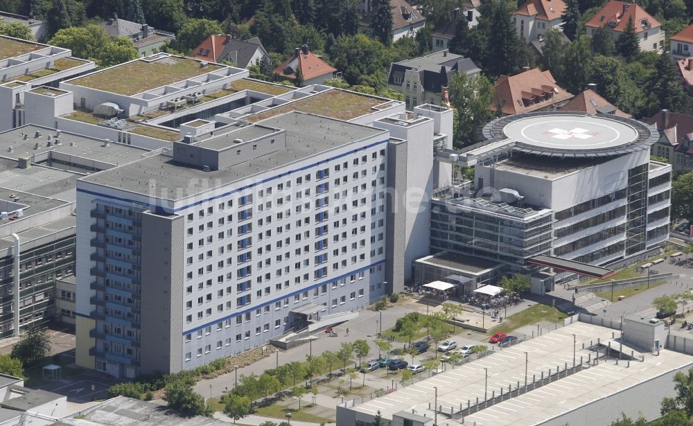 Halle (Saale) aus der Vogelperspektive: Klinikgelände des Krankenhauses Universitätsklinikum Halle (Saale) in Halle (Saale) im Bundesland Sachsen-Anhalt, Deutschland