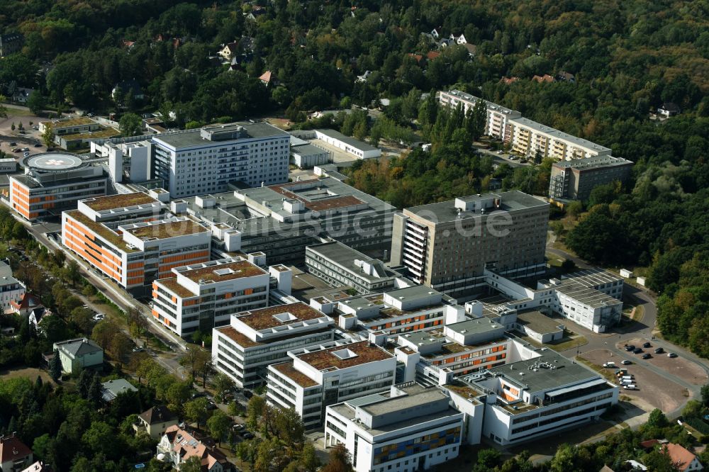 Halle (Saale) von oben - Klinikgelände des Krankenhauses und Universitätsklinikum in Halle (Saale) im Bundesland Sachsen-Anhalt, Deutschland