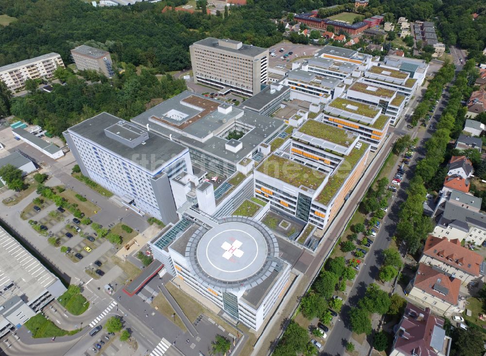 Halle (Saale) von oben - Klinikgelände des Krankenhauses und Universitätsklinikum in Halle (Saale) im Bundesland Sachsen-Anhalt, Deutschland