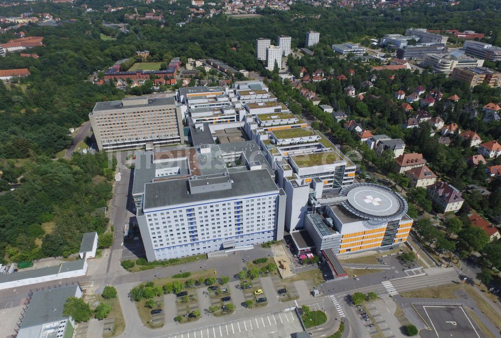 Luftaufnahme Halle (Saale) - Klinikgelände des Krankenhauses und Universitätsklinikum in Halle (Saale) im Bundesland Sachsen-Anhalt, Deutschland