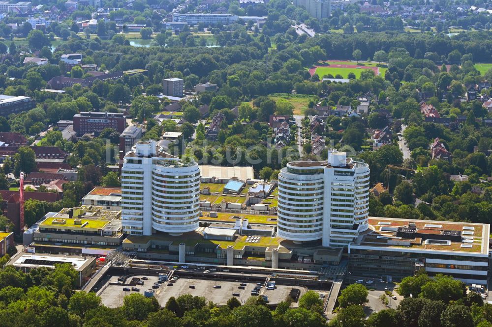 Münster von oben - Klinikgelände des Krankenhauses Universitätsklinikum in Münster im Bundesland Nordrhein-Westfalen, Deutschland