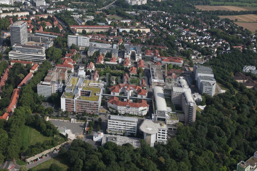 Mainz von oben - Klinikgelände des Krankenhauses Universitätsmedizin der Johannes Gutenberg-Universität Mainz in Mainz im Bundesland Rheinland-Pfalz, Deutschland