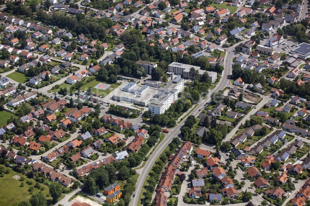 Schwabmünchen von oben - Klinikgelände des Krankenhauses Wertachkliniken in Schwabmünchen im Bundesland Bayern, Deutschland