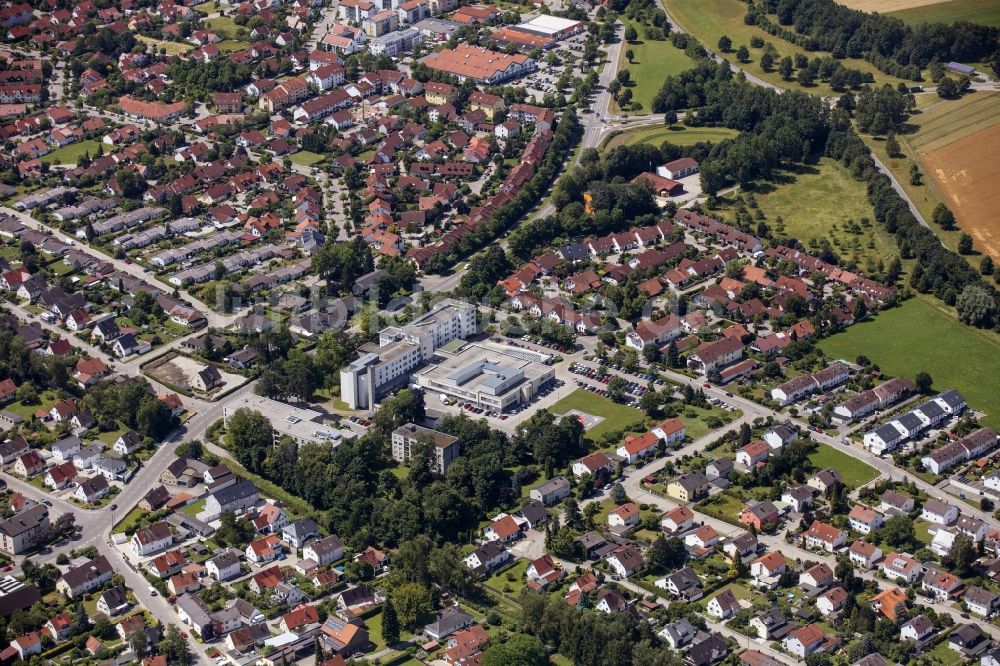 Luftaufnahme Schwabmünchen - Klinikgelände des Krankenhauses Wertachkliniken in Schwabmünchen im Bundesland Bayern, Deutschland