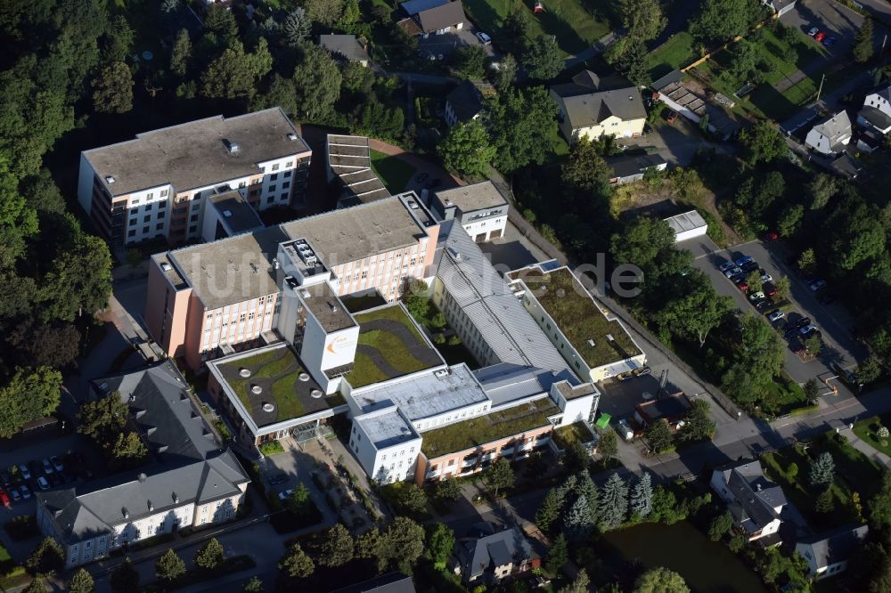 Stollberg/Erzgeb. aus der Vogelperspektive: Klinikgelände der Kreiskrankenhaus Stollberg gGmbH in Stollberg/Erzgeb. im Bundesland Sachsen