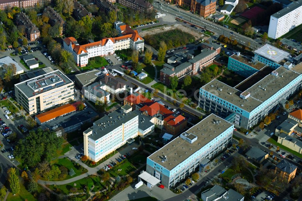 Luftaufnahme Magdeburg - Klinikgelände des Universitätsklinikum in Magdeburg im Bundesland Sachsen-Anhalt, Deutschland