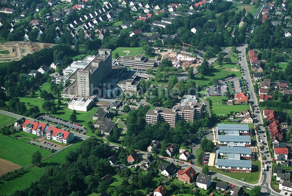 Herford (NRW) von oben - Klinikum Herford und Erweiterungsbaustelle einer Aufnahmestation - Herford (NRW)