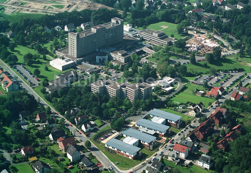 Herford (NRW) von oben - Klinikum Herford und Erweiterungsbaustelle einer Aufnahmestation - Herford (NRW)