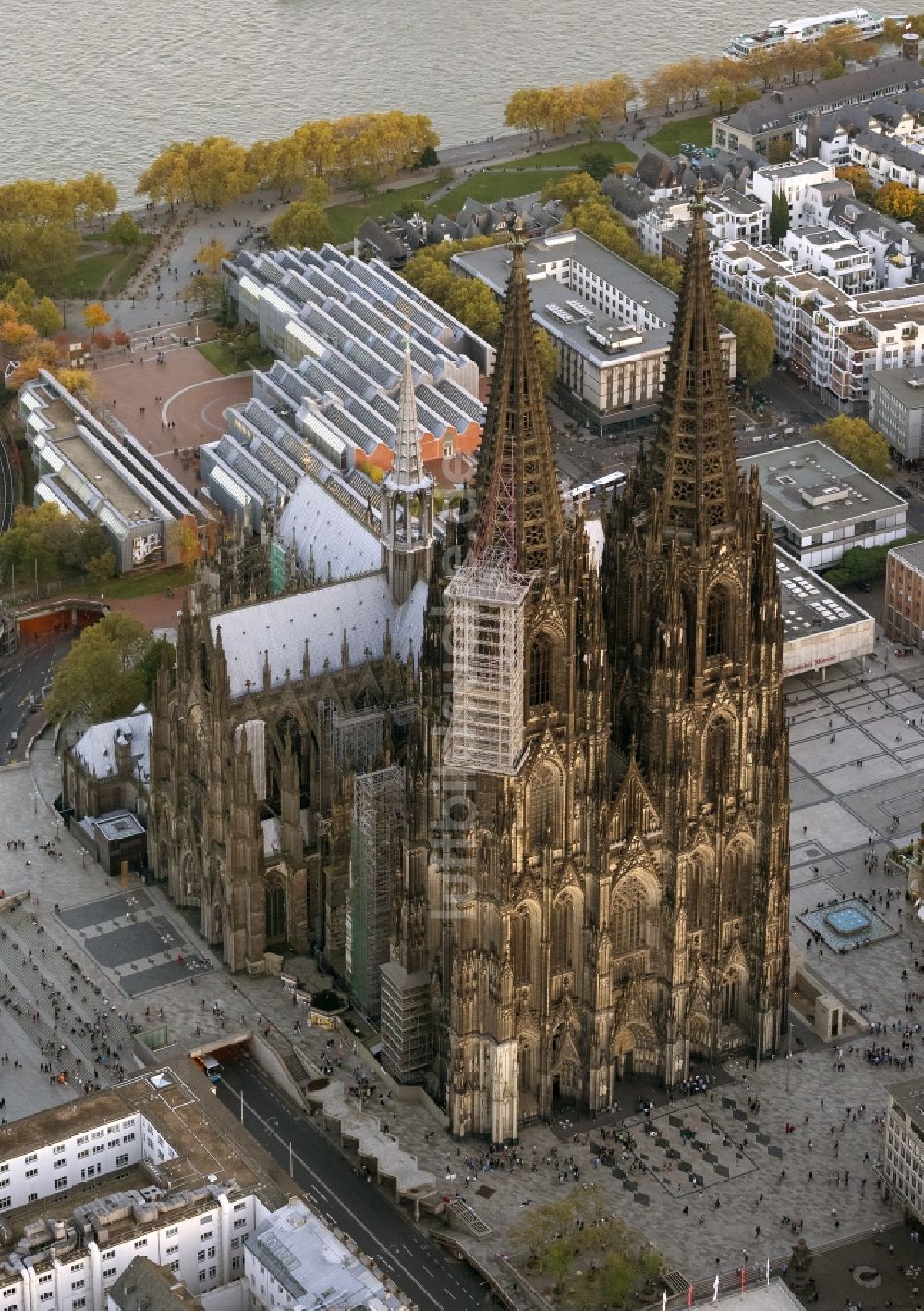 Luftaufnahme Köln - Kölner Dom in Köln im Bundesland Nordrhein-Westfalen