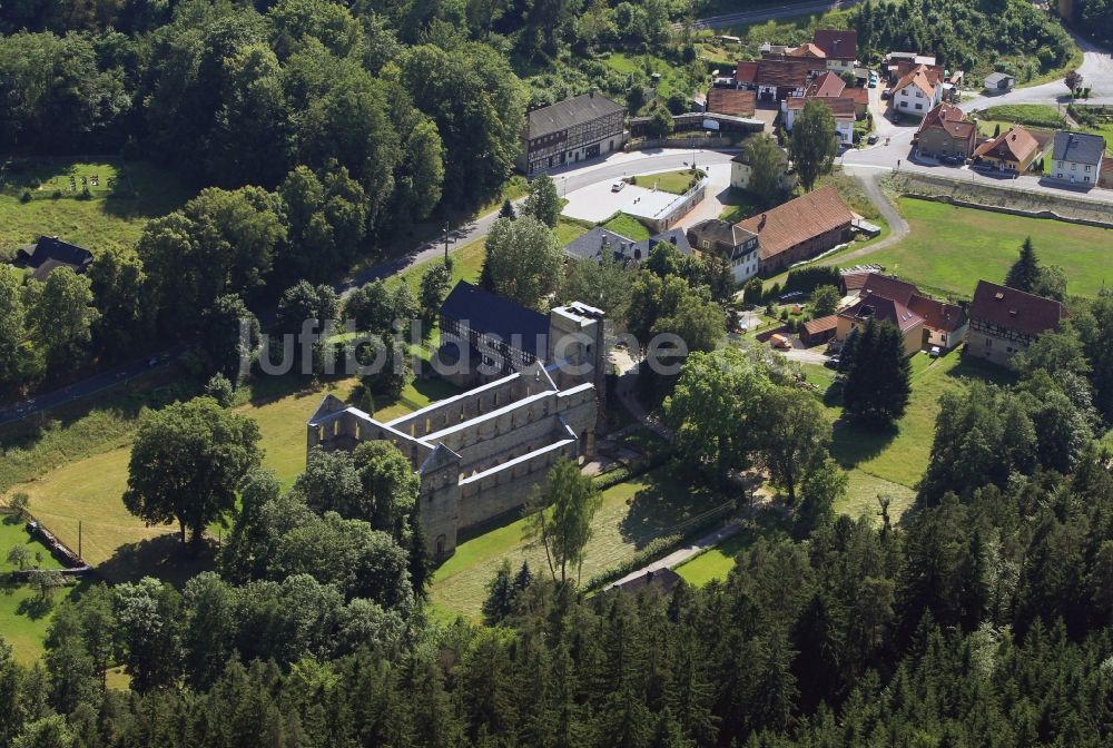 Paulinzella aus der Vogelperspektive: Kloster Paulinzella im Bundesland Thüringen