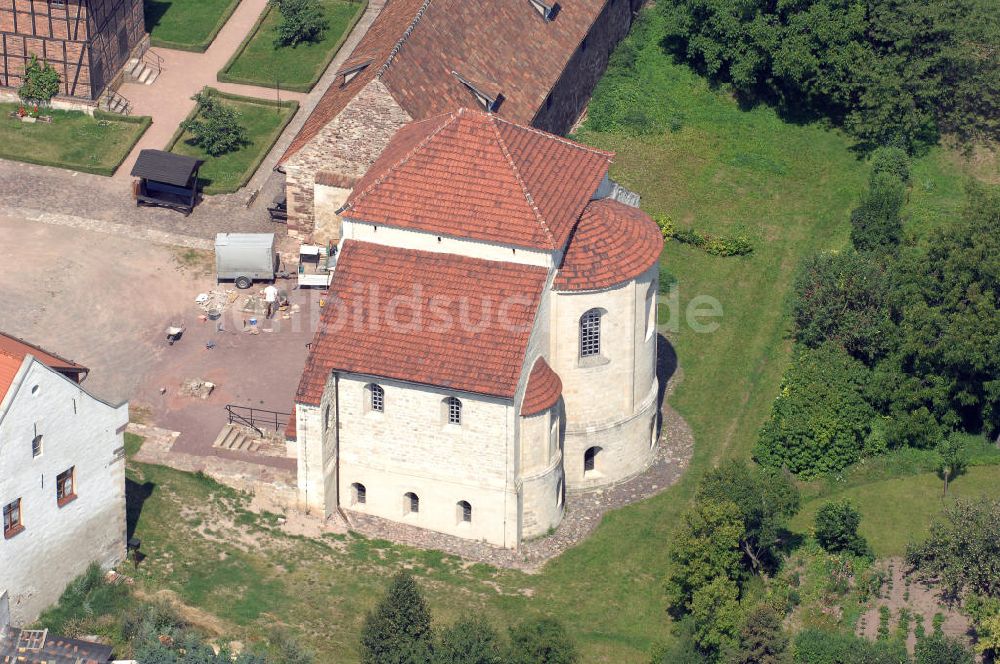 Ermsleben aus der Vogelperspektive: Klosterkirche der Konradsburg nahe Ermsleben